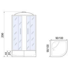 Душевая кабина МОНОМАХ XL 90/44 С МЗ 90х90