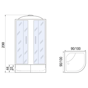 Душевая кабина МОНОМАХ XL 100/44 С МЗ 100х100