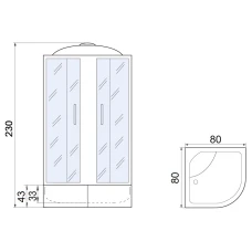 Душевая кабина МОНОМАХ XL 80/43 С МЗ 80х80