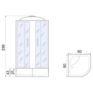 Душевая кабина МОНОМАХ XL 80/43 С МЗ 80х80