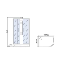 Душевая кабина МОНОМАХ Б/К 90/70/24 МЗ L 90х70