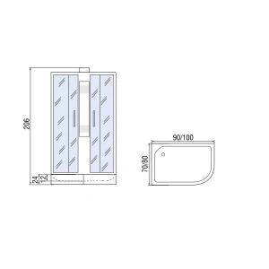 Душевая кабина МОНОМАХ Б/К 90/70/24 МЗ L 90х70