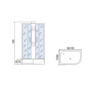 Душевая кабина МОНОМАХ Б/К 100/80/44 МЗ L 100х80