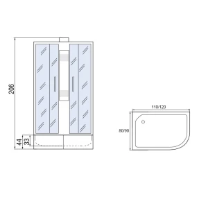 Душевая кабина МОНОМАХ Б/К 120/90/44 МЗ L 120х90