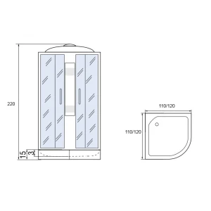 Душевая кабина МОНОМАХ 120/120/15 С МЗ 120х120