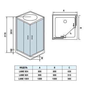 Душевая кабина Weltwasser WW500 Laine 804 80х80