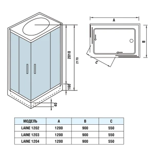 Душевая кабина Weltwasser WW500 Laine 1202 120х90