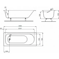 Чугунная ванна Castalia 150x70 Н0000203