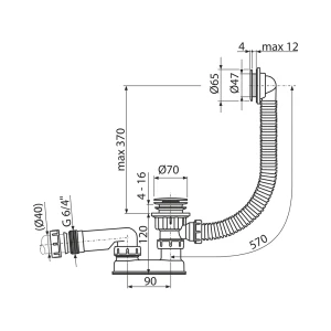 Слив-перелив Alcaplast click/clack 57 см AG210132160