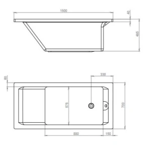 Акриловая ванна Eurolux Qwatry 150х70