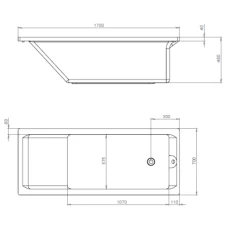 Акриловая ванна Eurolux Qwatry 170х70