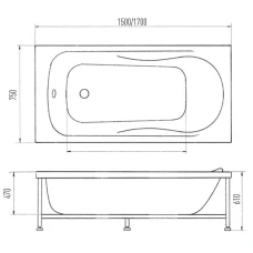 Акриловая ванна Eurolux Alla 150х75