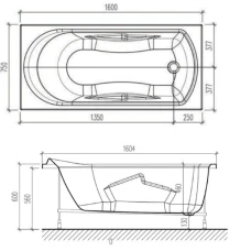Акриловая ванна Eurolux Ontario 160х75