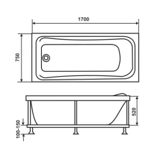 Акриловая ванна Eurolux Akra 170х75