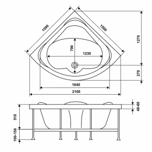 Акриловая ванна Eurolux Rimini 150х150
