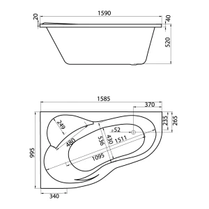 Акриловая ванна Santek Ибица XL 160х100 L 1WH112036