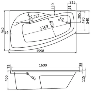 Акриловая ванна Santek Майорка XL 160х95 L 1WH111991