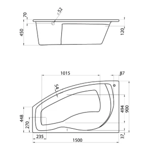 Акриловая ванна Santek Майорка 150х90 L 1WH111984