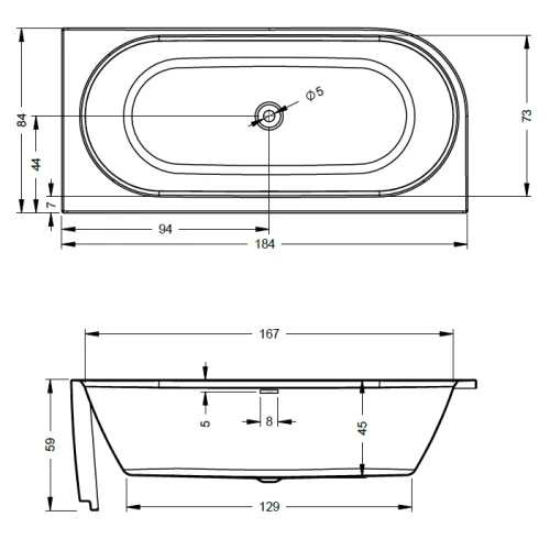 Акриловая ванна RIHO Desire 184x84 L B088001005