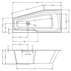 Акриловая ванна RIHO Rething Space 160x75 R B111001005