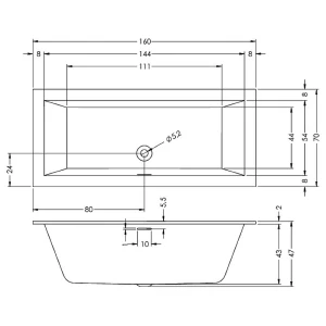 Акриловая ванна RIHO Rething Cubic 160x70 B104001005