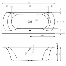 Акриловая ванна RIHO Linares Velvet 170x75 без гидромассажа B141001105, матовая