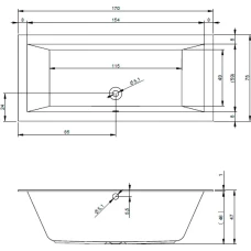 Акриловая ванна RIHO Lugo 170x75 B132001005, с тонким бортом