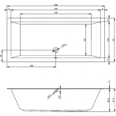 Акриловая ванна RIHO Lugo 200x90 B137001005, с тонким бортом