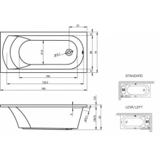 Акриловая ванна RIHO Miami 150x70 без гидромассажа B058001005