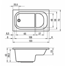 Акриловая ванна RIHO Petit 120x70 без гидромассажа B149001005