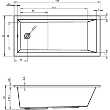 Акриловая ванна RIHO Lusso Plus 170x80 без гидромассажа B006001005
