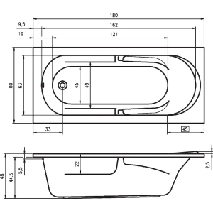 Акриловая ванна RIHO Future 180x80 без гидромассажа B074001005