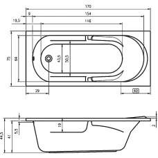 Акриловая ванна RIHO Future 170x75 без гидромассажа B073001005