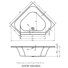 Акриловая ванна RIHO Austin 145x145 без гидромассажа B005001005