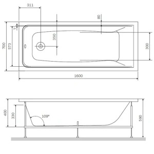Акриловая ванна AM.PM Gem 160х70 W90A-160-070W-A