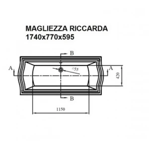 Акриловая ванна Magliezza Riccarda 174х77, ножки хром