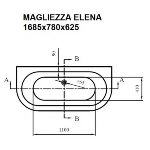 Ванна на лапах Magliezza Elena 168,5х78, ножки хром