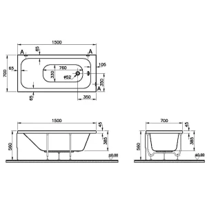 Акриловая ванна VitrA Optimum Neo 150x70 64560001000