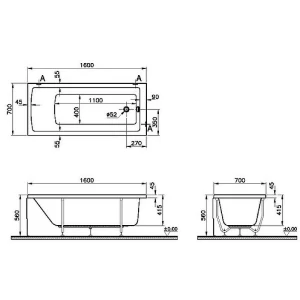 Акриловая ванна VitrA Neo 160x70 52520001000
