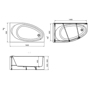 Акриловая ванна Roca Corfu 160x90 R 248574000
