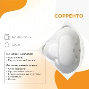 Акриловая ванна Radomir Сорренто 148х148 1-01-0-0-1-037Ч