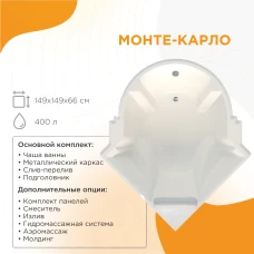 Акриловая ванна Fra Grande Монте-Карло 150х150 4-01-0-0-1-401