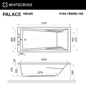 Акриловая ванна Whitecross Palace 180x80