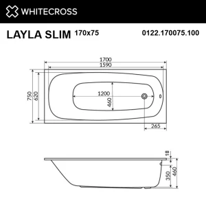 Акриловая ванна Whitecross Layla Slim 170x75
