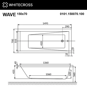 Акриловая ванна Whitecross Wave 150x70