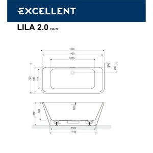 Акриловая ванна Excellent Lila 2.0 150x72