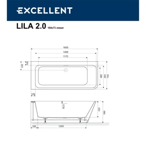 Акриловая ванна Excellent Lila 2.0 160x73 L