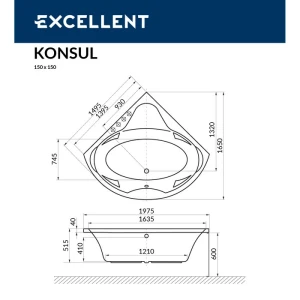 Акриловая ванна Excellent Konsul 150x150