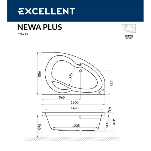 Акриловая ванна Excellent Newa 160x95 R