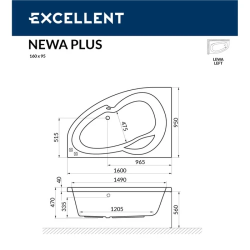Акриловая ванна Excellent Newa 160x95 L